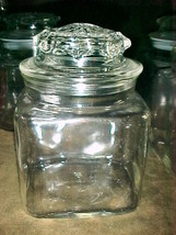 GLASS APOTHECARY CANISTER 3½&quot; SQUARE;5½&quot;TALL;4¼&quot;w/o LID-Food/CRAFT stora... - $24.99