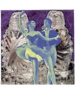 CRYSTAL DANCERS-mixed media collage 3”x3” on 7.5&quot;square - £7.96 GBP