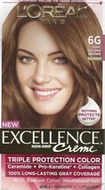 L&#39;oreal Excellence Creme Triple Protection Hair Color 6 G Light Golden Brown Dye - £11.93 GBP