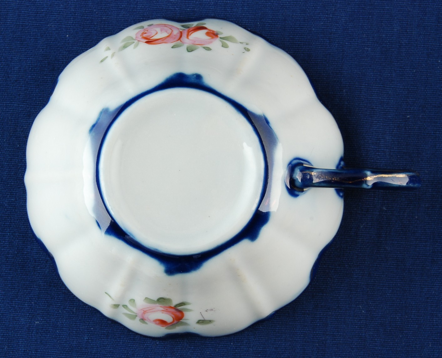 Japan Vintage Floral Cup & Saucer Cobalt Rim Hand Painted Flowers Item image 6