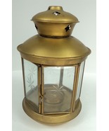 Vintage Brass Lantern Tea Light Candle Holder - Etched Glass Panes - £15.28 GBP