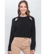 Women&#39;s Knit Pullover Sweater With Cold Shoulder Detail - €20,32 EUR