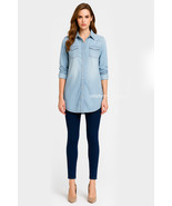 ts12N3L Celebrity Style Womens Vintage Boyfriend Chambray Long Denim Shirt Dress - $49.99