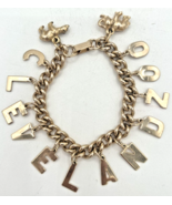 Vintage Cleveland Zoo Gold Tone Letter Charm Bracelet SKU PB77 - £15.97 GBP