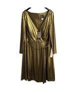 Mac Duggal Dress Womens 24W Bronze Metallic Faux Wrap ALine Midi Event C... - €80,31 EUR