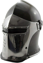 Viking Visored Barbuta Battle Knight Helmet Black Medieval Helm Armor SCA LARP R - £66.56 GBP