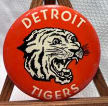 1960&#39;s Detroit Tigers Baseball Vtg Sports Figure Large Button Pinback 3 3/8&quot; Dia - £23.70 GBP
