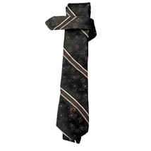Pierre Cardin Necktie Men&#39;s Brown Paisley and Bar Stripe Monogram Vintage - £7.05 GBP