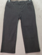 Chico&#39;s Crop Jeans Women Size 0 Black Denim Dark Wash Pocket Flat Front Wide Leg - £17.31 GBP