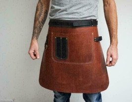 100% Decent Cow Leather Woodwork New Apron Cooking Butcher Back Strap Brown - £95.02 GBP