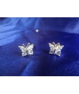 Butterfly Cubic Zirconia 14kt Gold Plate Over 0.925 Sterling Silver Earr... - $25.53 CAD