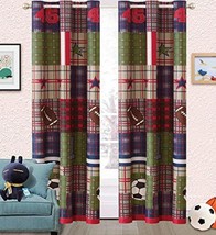 Orly&#39;sDream Boys Girls Kids Teens Lets Play Sport 2 Panel Metal Grommets Curtain - £15.81 GBP