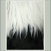 Shaggy Long Hair White and Black Angora Sheep Faux Fur Medium Length Coat Jacket image 3