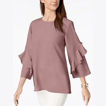 Alfani Women&#39;s Ruffled-Sleeve Zip-Back Top - £26.28 GBP