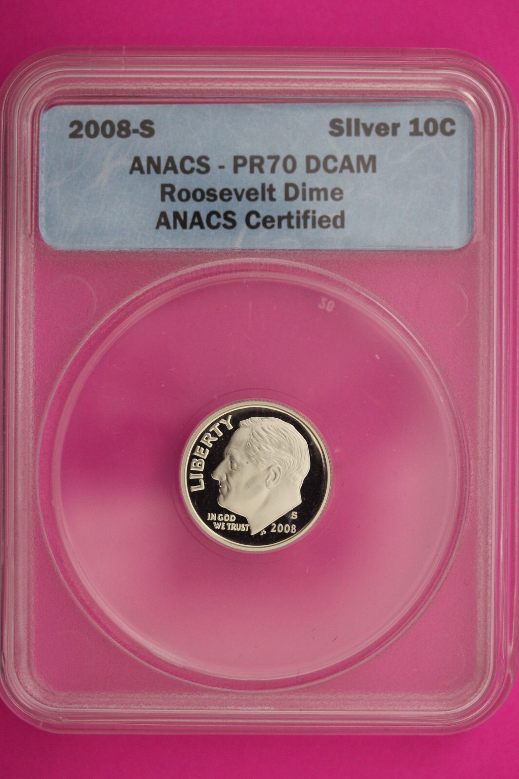 2008 S PR 70 Roosevelt Silver Dime Deep Cameo ANACS Certified Graded Sla... - $22.49