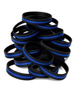 100 Child Size Screen Printed Thin Blue Line Wristbands - Police LEO Bra... - $24.63