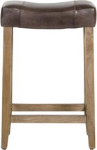 Bar Stool KNOX Saddle Brindled Ash Wood Refined Slate Black Mango Top-Grain - £598.71 GBP