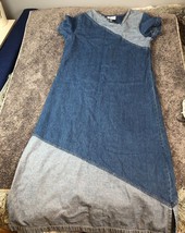 Vintage Carolina Blues Maxi Dress Size Small Minimalist Denim Colorblock 1980s - $18.50