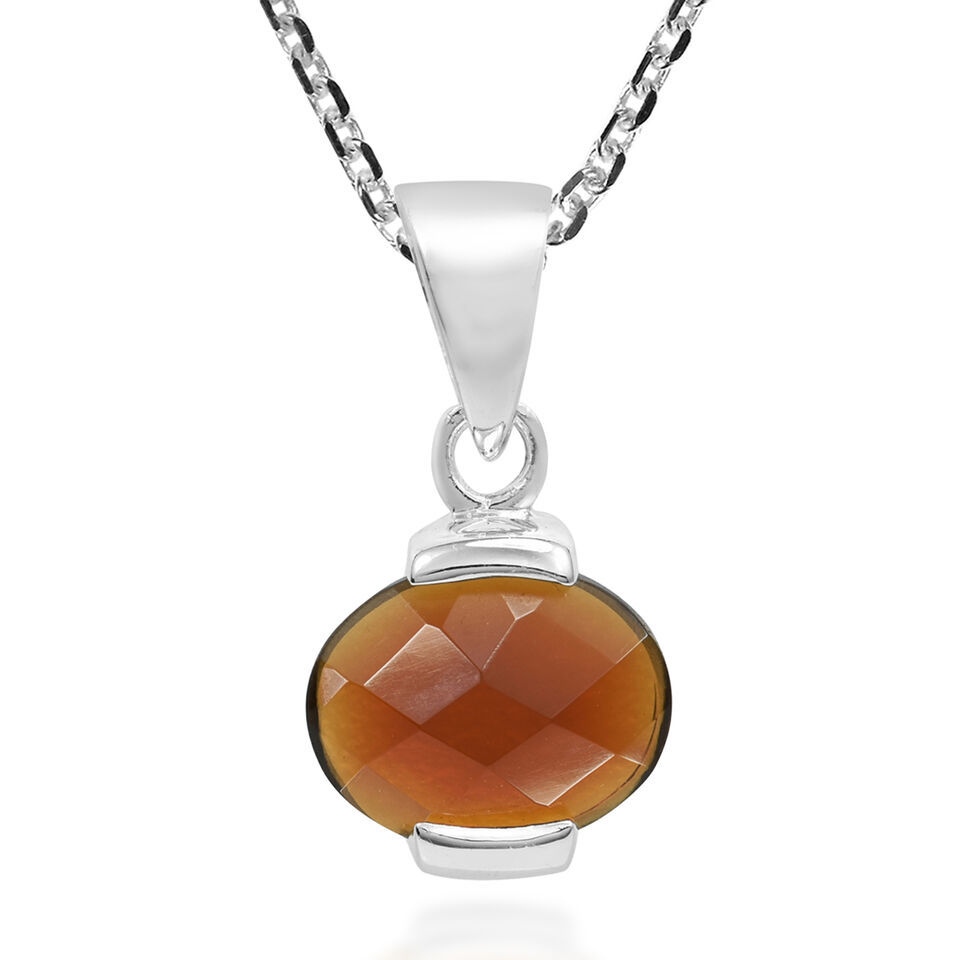 Primary image for Versatile Orange Oval Cubic Zirconia Facets Sterling Silver Necklace