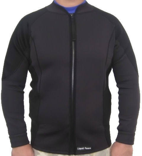 Men's 2/1mm Wetsuit Jacket, Long Sleeve, Full Front Zipper. Sizes: Small-3XL