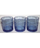 (3) BLUE ANCHOR HOCKING WHEAT DESIGN SHORT GLASS TUMBLERS - $42.99