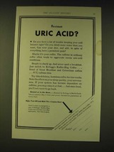 1933 Kellogg&#39;s Kaffee-Hag Coffee Ad - Persistent Uric Acid? - $18.49