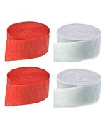 Red and White Crepe Paper Streamers (2 Rolls Each Color) MADE IN USA! - £6.29 GBP