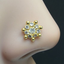 Medusa Indian Nose ring White CZ gold plated Nose stud push pin - £9.35 GBP