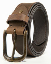 TOBACC Men’s Top Grain Leather Belts Casual Jeans Solid Belts Men 1.5inc... - £17.07 GBP