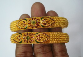 vintage bangle 22kt gold bangle bracelet set 2pc handmade gold jewelry - £2,709.77 GBP