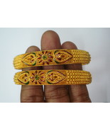 vintage bangle 22kt gold bangle bracelet set 2pc handmade gold jewelry - $3,464.01