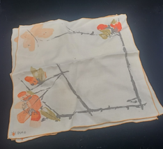 3 Vtg Vera Neumann Napkins Asian Inspired Soft Orange Floral Butterfly L... - $14.99