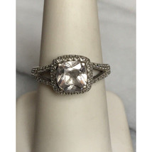 925 Sterling Silver Cz Halo Ring Size 7 Sky - $33.26