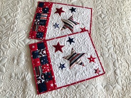 Quilted Independence Day placemats, Set of 6, 4th of July table topper, Stars  - £108.82 GBP