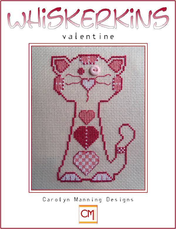 Valentine Whiskerins cat cross stitch chart CM Designs - $7.65