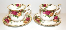 LOVELY PAIR OF ROYAL ALBERT ENGLAND OLD COUNTRY ROSES DEMITASSE CUPS &amp; S... - $51.39