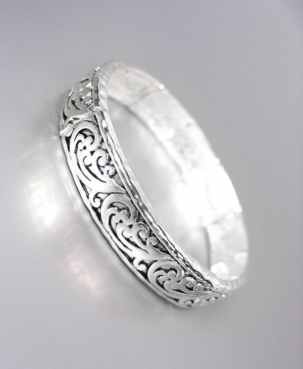 Primary image for BRAND NEW CLASSIC Silver Brighton Bay Filigree Texture Stretch Bracelet