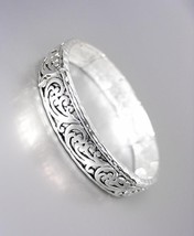 Brand New Classic Silver Brighton Bay Filigree Texture Stretch Bracelet - $16.99