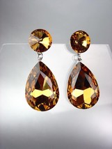 GLITZY SHIMMER Brown Topaz Czech Crystals Bridal Queen Pageant Prom Earrings - £20.09 GBP