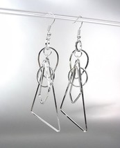 BASKETBALL WIVES Lightweight Silver Metal Geometric Wire Shapes Dangle E... - $9.99