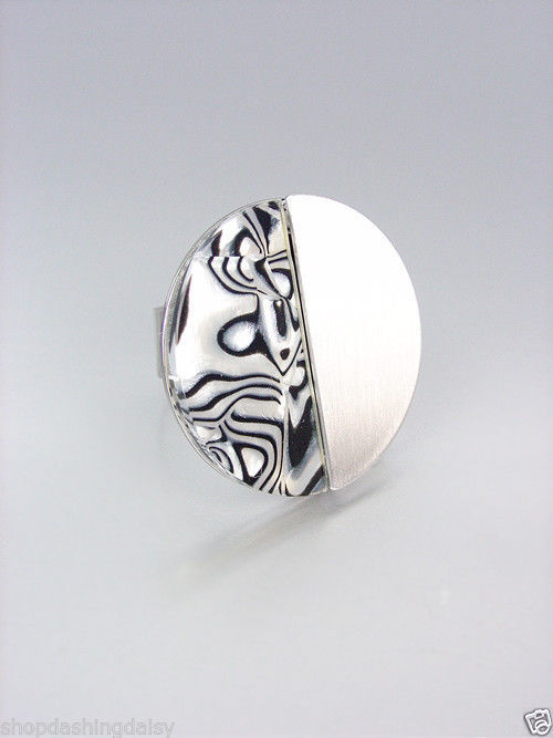 Primary image for NATURAL Mother of Pearl Shell Inlay Silver Satin Metal Ring
