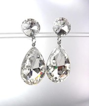 GLITZY SHIMMER Clear Czech Crystals Bridal Queen Pageant Prom Earrings - £17.57 GBP