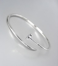 New Classic Designer Style Silver Nail Wrap Bangle Bracelet - $15.98