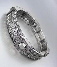 CLASSIC Designer Style Antique Metal Hematite CZ Crystals Stretch Bracelet - £12.78 GBP