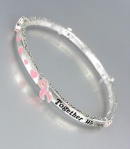 Breast Cancer Awareness Pink Ribbon Make A Difference Stretch Stackable Bracelet - $9.99