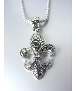 NEW Brighton Bay Silver Kali Texture FLEUR DE LIS Pendant Box Chain Neck... - £16.53 GBP