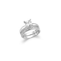 CLASSIC 2.5 CT Princess Cut CZ 18kt White Gold Plated Engagement Wedding... - £21.01 GBP