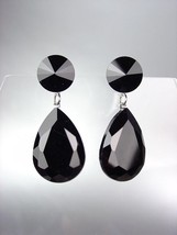 GLITZY SHIMMER Black Czech Crystals Bridal Queen Pageant Prom Earrings - £18.90 GBP