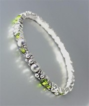 CLASSIC NEW Brighton Bay Silver Dots Metal Olive CZ Crystals Stretch Bracelet - $9.40
