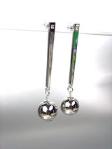 CHIC & UNIQUE Lightweight Silver Metal Ball CZ Crystal Long Dangle Post Earrings - $15.99